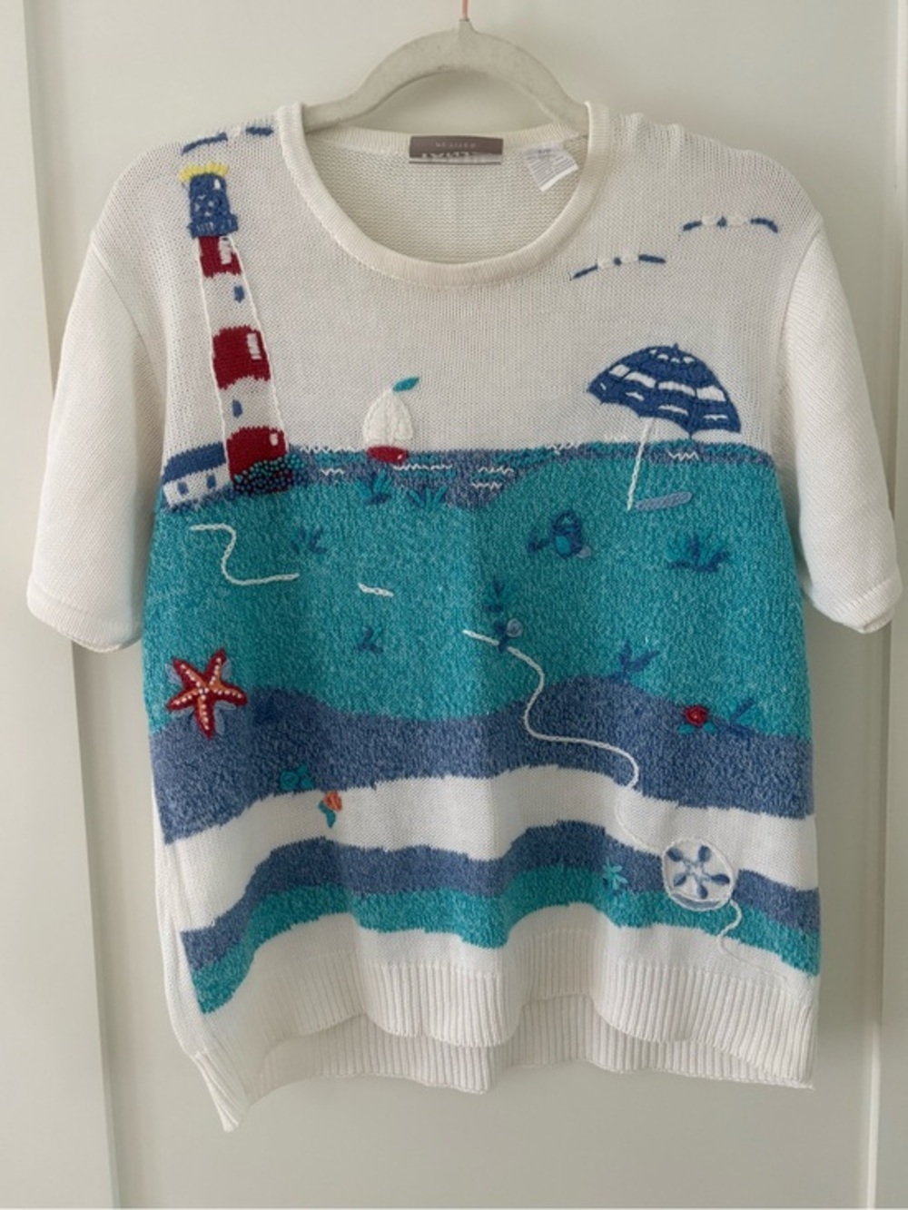 Vintage Tanjay Petites Seaside Knit Sweater (Ramie/Cotton) Sz small coastal chic